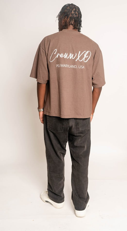 brown love your neighbor oversized ss tee