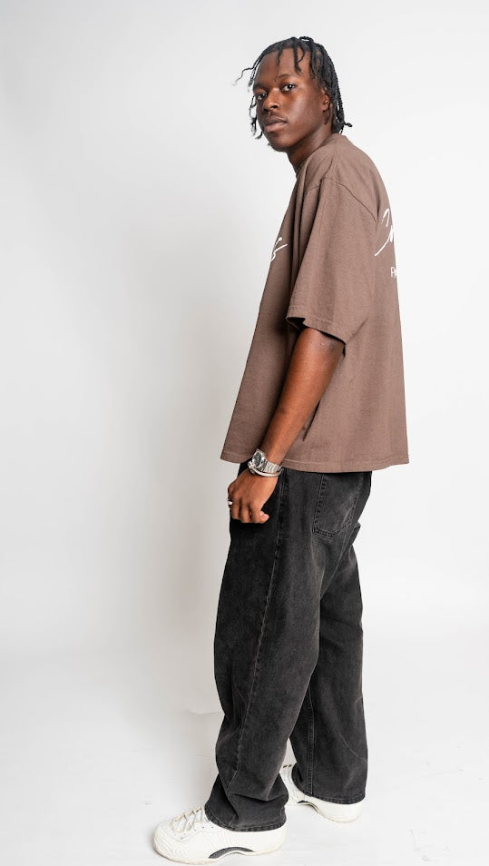brown love your neighbor oversized ss tee