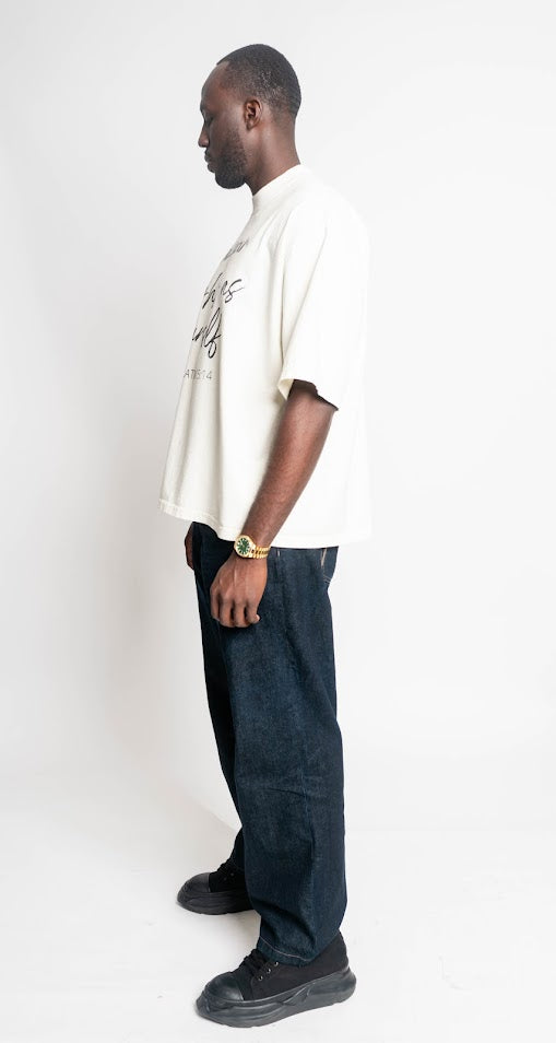 cream love your neighbor oversized ss tee