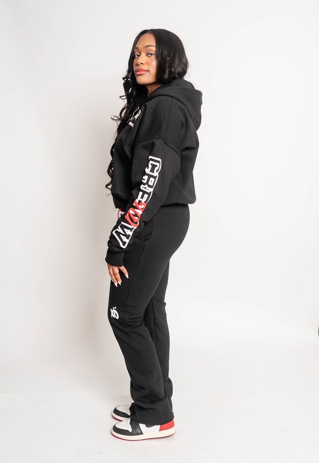 black crewwxo logo sweatpants