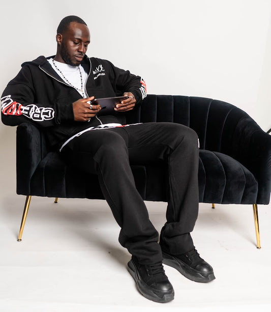 black crewwxo logo sweatpants