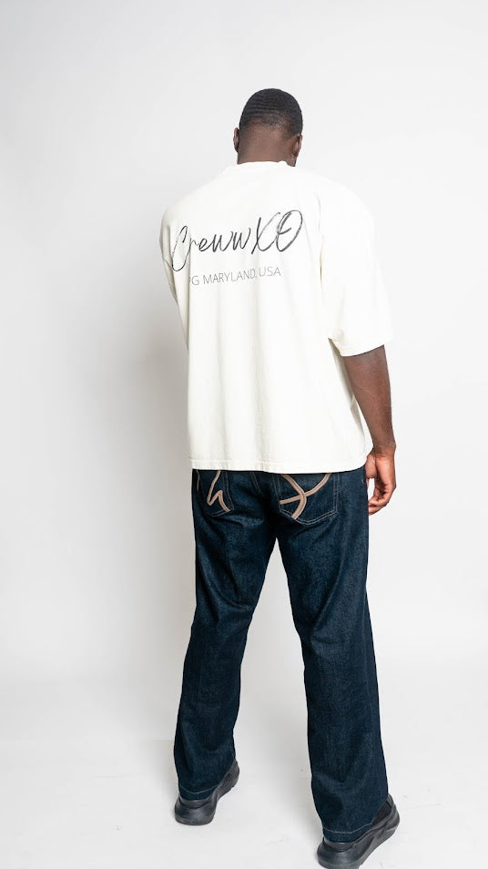 cream love your neighbor oversized ss tee