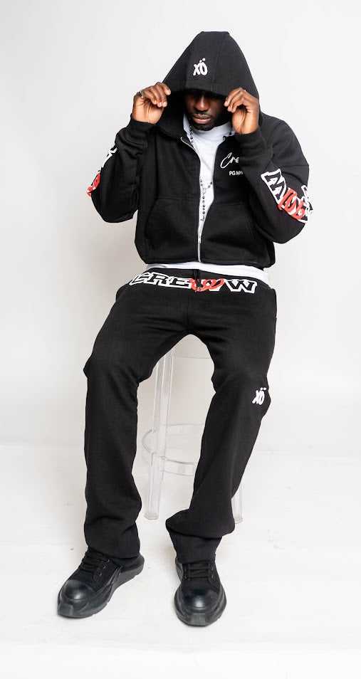 black crewwxo logo sweatpants