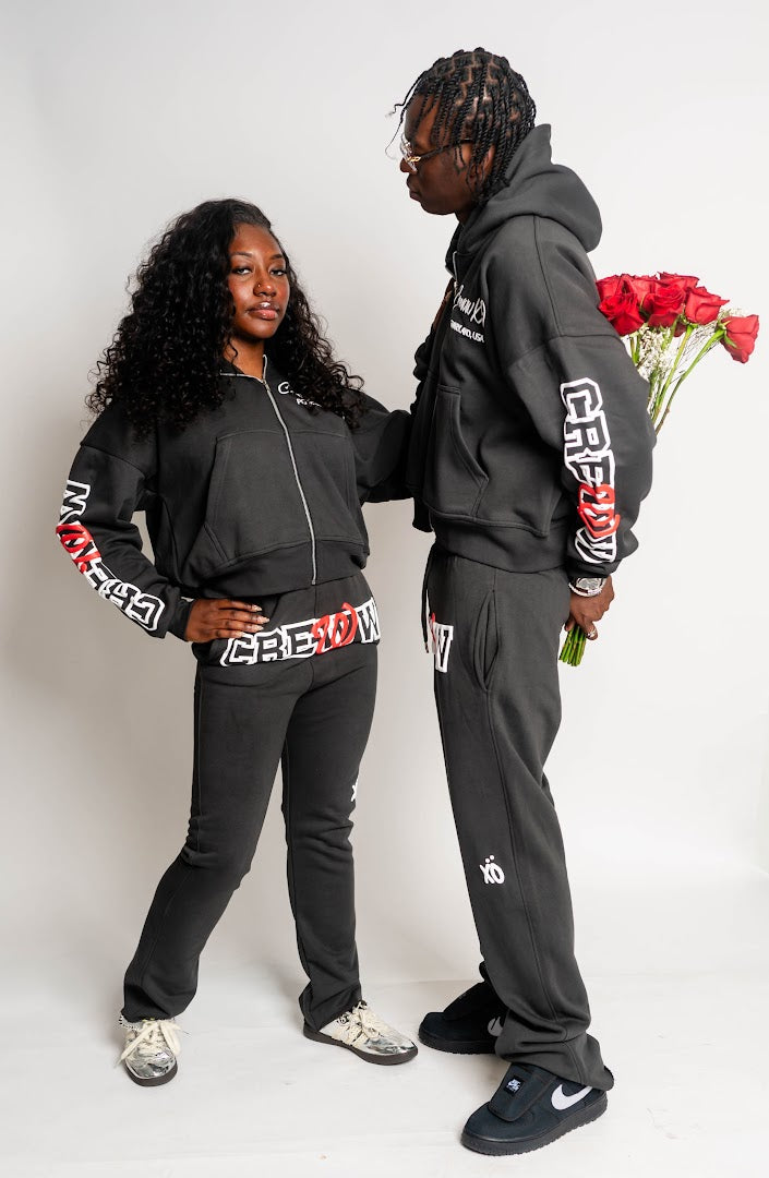 grey crewwxo logo sweatpants