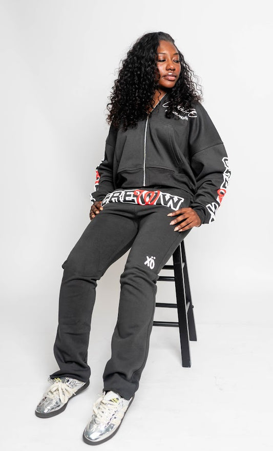 grey crewwxo logo sweatpants